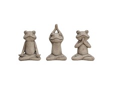 Yoga-Frosch aus Zement Grau 3er-Set | 14,8×19×10 cm