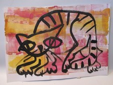 pinke Katze Tusche Zeichnung