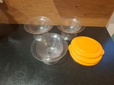 3 Dessertschalen, Tafelperle, Tupperware, Eisbecher, mit Deckel, 