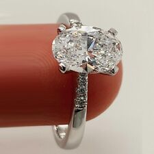 Klassischer ovaler Moissanit-Verlobungsring 2,28 kt 14 kt Weißgold vergoldet