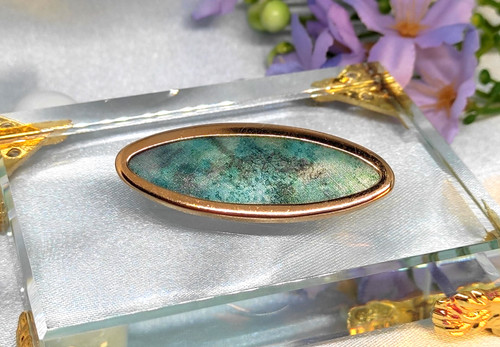 Brosche seidenmalerei goldton - brosche,