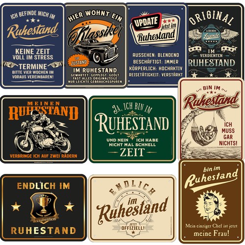 Ruhestand blechschild rente - ruhestand,
