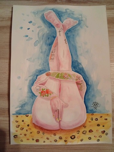 Aquarell gemälde akt frau auf - aquarell,