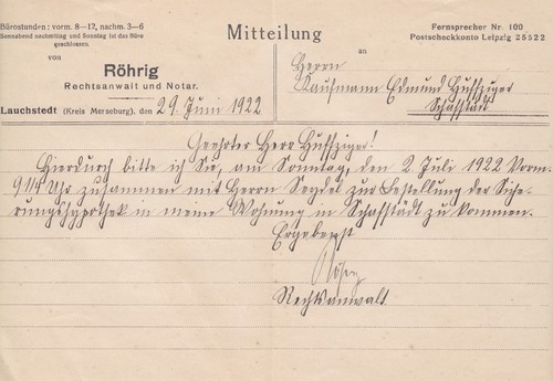 Lauchstedt brief 1922 - lauchstedt,,
