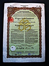Meiningen  100 Goldmark  1926  Gold - Pfandbrief  Deutsche Hypothekenbank