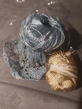 Häkelgarn Glanzgarn Filet Blau Gold