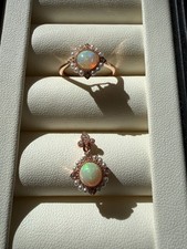 opal Ring Mit Anhänger Set