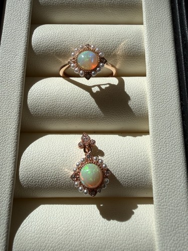 Opal ring mit anhänger - mit, set