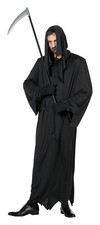 Totengräber Kostüm Herrenkostüme - Schwarzer Tod-Robe mit Schnur Gr. 48 - 64 
