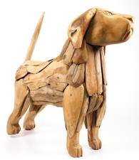 J-Line Dekohund Teakholz Massivholz Holz Hund Hundefigur Dekoration Deko