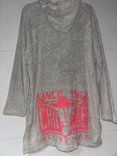 Neu Kleid Chiemsee Frottee Grau Pink Logo Hoodie Kleid Lang Active M 38/40