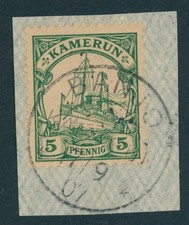 Kamerun Mi. Nr. 8 zentrischer „BANJO“ auf LUXUS Briefstück