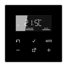JUNG HOME Raumthermostat Set 1790RTREinsatz + BTA1791SW Display Glas Schwarz