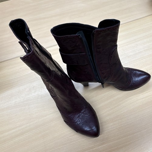 Weinrote leder stiefelette - weinrote,