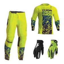 Motocross Set Thor Sector Atlas Kit MX Hose mit Shirt Crosshose Jersey gelb neon