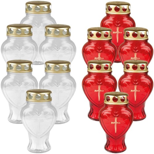 Grablicht glas herz 6er pack - herz,