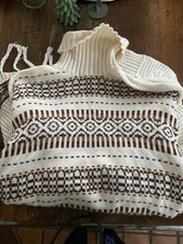 H&M Poncho Beige Braun Fransen