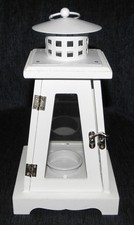 Deko Laterne Holz weiß für