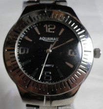 Silber/Schwarze AQUAMAR Quarz Analog Armbanduhr