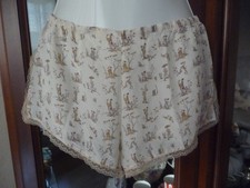 Princess  tam tam Schlafshorts Pyjamahose Seide Creme gemustert Spitze Gr.36 Top