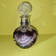 Alt Jugendstil Kristall Parfum Flakon Lila Überfangglas Handschliff Silber 1930