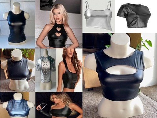 Leder look crop top tank - look,, crop,