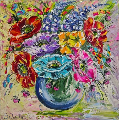 ölbild mohnblumen - Ölbild ,