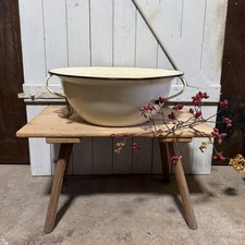 Große Emaille Schüssel mit Griffe Teigschüssel Wanne Farbe: beige / D55 H20 cm