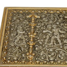 Erhard und Söhne Schatulle PUTTO DOSE MESSING Blumen Rankenwerk DECKELDOSE