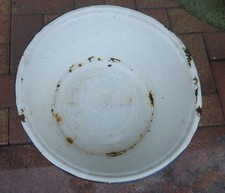 alte Emailschüssel Schüssel Email Wanne weiß rund ⚽ dicht PFLANZSCHALE Garten -