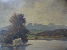 Ölgemälde auf Holz - See im