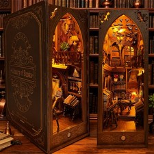 DIY Book Nook Kit 3D Holzpuzzles Booknook Bücherregal Miniaturhaus Geschenk LED