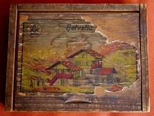 antiker HELVETIA Holz Baukasten Schweizer Chalet Häuser / Dorf vollständig RAR