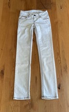 Cipo & Baxx Damen Stretch Denim Jeans, weiße Hose mit dicken Nähten, Größe 26/32