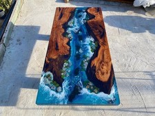 Blue Epoxidharz River Table -