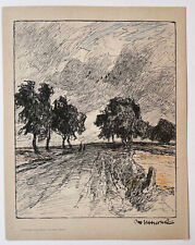 Otto Ubbelohde. Kolorierter Druck. Einsamer Weg. Mandt Verlag.