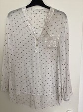 * Made in Italy * Bluse mit Sternen, Pailetten, Einheitsgröße naturweiß grau TOP