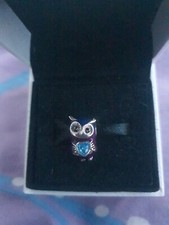 silber 925 charm  Eule tier lila rosa blauer stein pandora kompartibel 