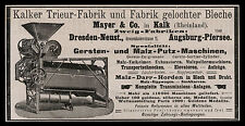 Historische Anzeige 1904 Gersten+ Malz-Putz-Maschinen Mayer & Co. Kalk Rheinland