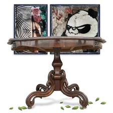 Tisch Salontisch Esstisch oval Spätbiedermeier antik Nussholzfurnier