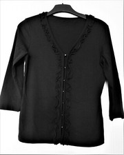 ausgefallenes Viskose Stretch Shirt Gr. S / 36 schwarz