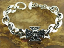 TOTENKOPFARMBAND Eisernes Kreuz EK Silberarmband Skull Silber 925 Bracelet
