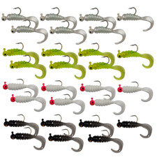 28er Set JIG KÖPFE / TWISTER Gummi Fische Zocker Pilker Forellen Köder Spin Bait