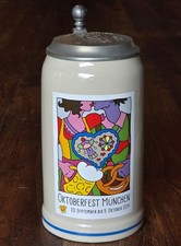 Bierkrug /Jahreskrug mit Zinndeckel, Oktoberfest München 2014, Steinzeug, rastal