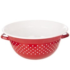 Emaille-Schüssel retro emailliert ROT MIT WEISSEN PUNKTEN 34 cm