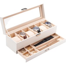 Uhrenbox 6 Fächer Glasdeckel