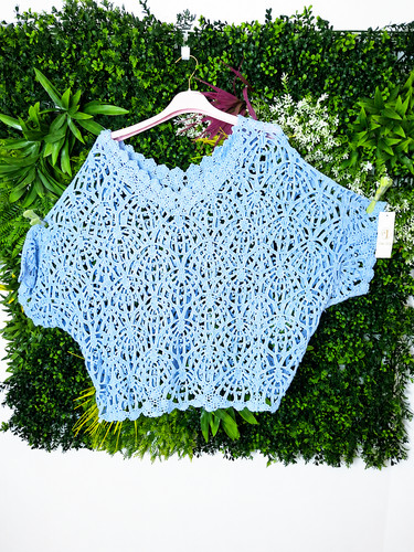 Boho häkelshirt hellblau - 🌸,
