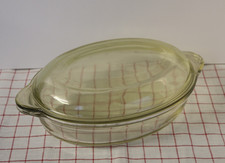 ovale Auflaufform mit flachem Deckel Jenaer Glas Schott 3045 Durax