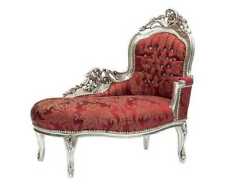 Daybed Barocco IN Holz Silber, Stoff Rot, Mit Gemme.misure: 105x60 Höhe