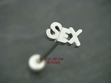 Piercing Barbell Motiv Schriftzug S.E.X. Zungenpiercing  Wange Lippe Ohr  Zunge